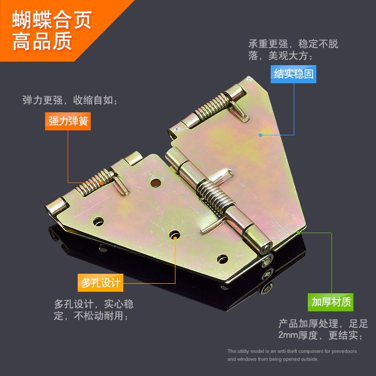 餐桌加厚五金彈簧方桌荷葉合頁緩沖支撐折疊桌面上翻木板翻板配件-細節圖3