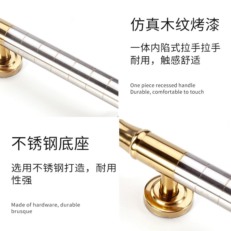 不銹鋼明裝拉手雙開木門簡約把手加厚不銹鋼大門木門金色拉手-細節圖3