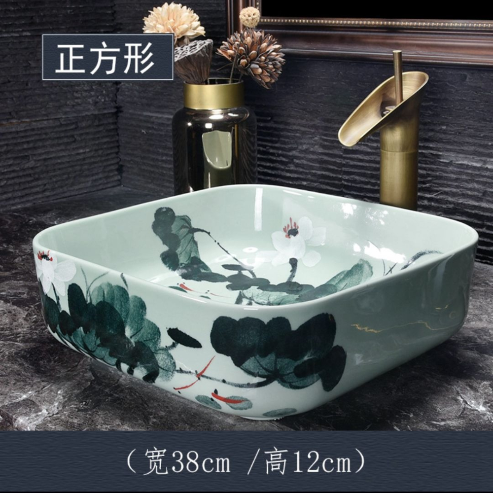 臺上陶瓷洗手盆中式荷花臺上盆衛生間洗面盆-細節圖4
