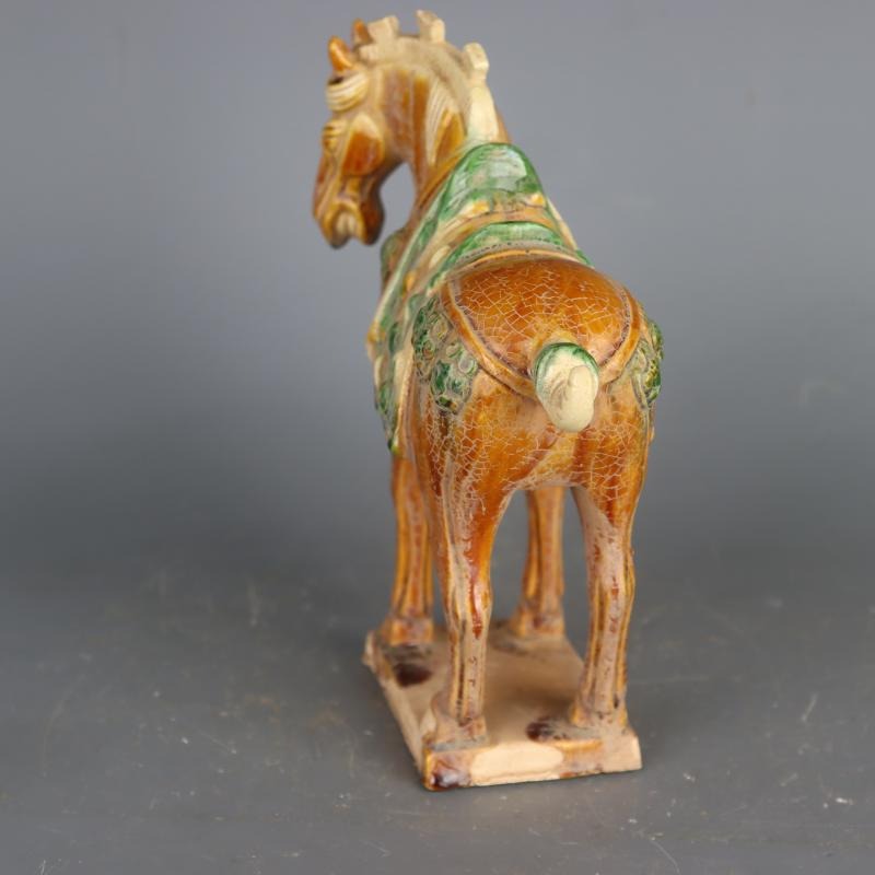 唐三彩全手工戰馬擺件 家居擺件 古董古玩收藏 仿古瓷器 老貨精品-細節圖4