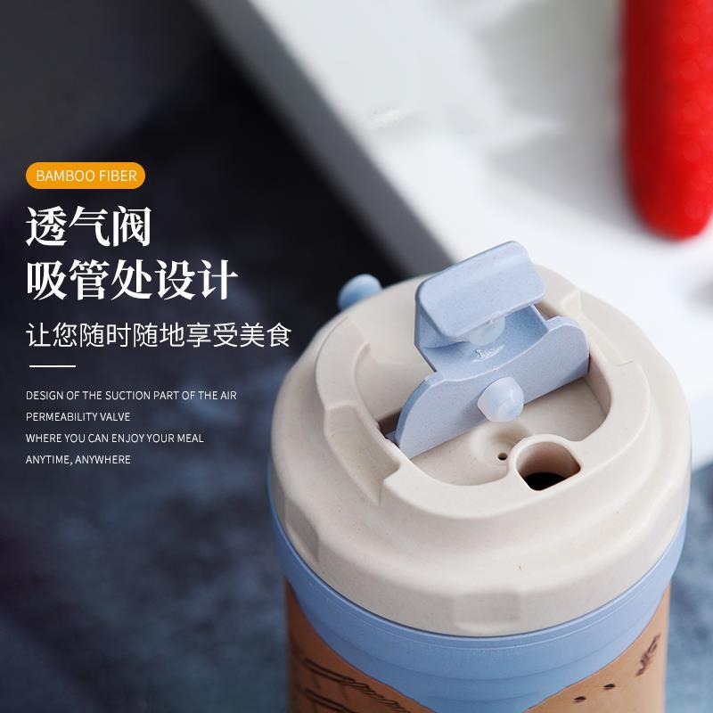 麥片杯早餐杯大號燕麥杯便攜可微波加熱牛奶杯密封帶蓋杯子吸管杯-細節圖2