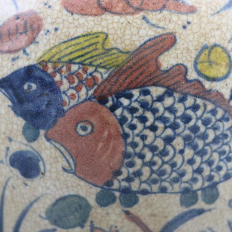 明早期青花釉裏紅魚澡紋壇罐家居用品收藏擺件仿古瓷器古董古玩-細節圖3