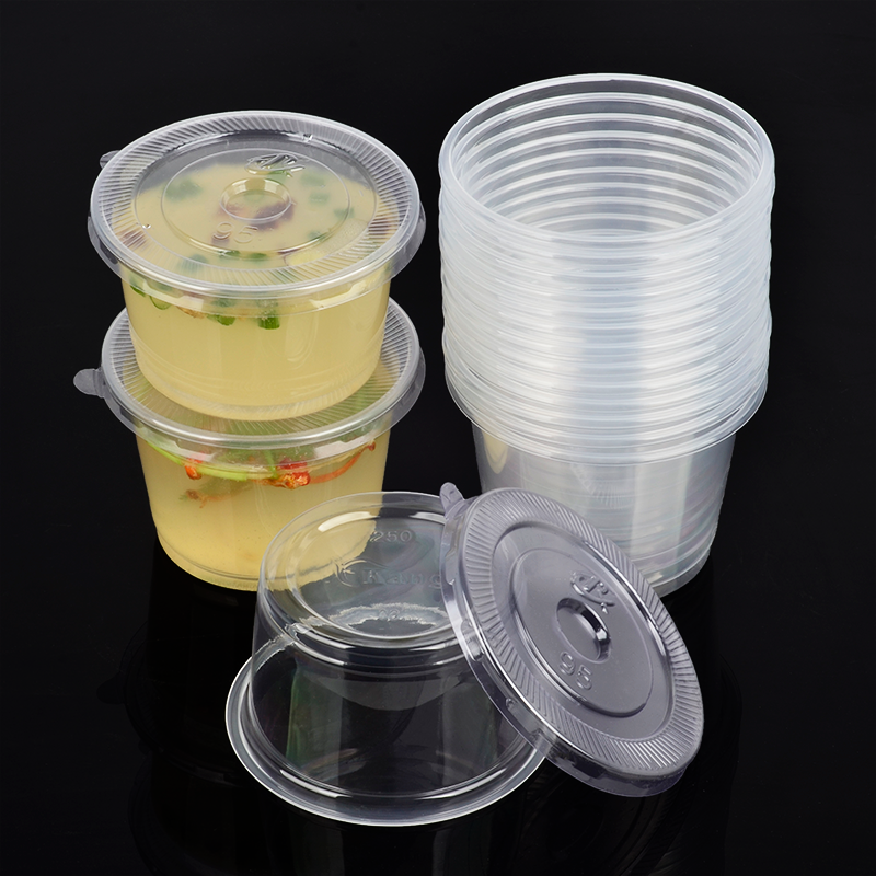 芙洛雅一次性湯杯250ml300ml外賣打包湯碗快餐例湯小菜醬料帶蓋塑-細節圖3