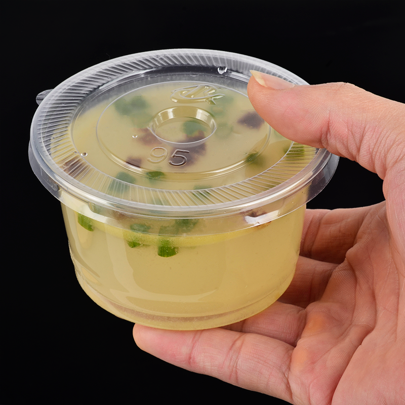 芙洛雅一次性湯杯250ml300ml外賣打包湯碗快餐例湯小菜醬料帶蓋塑-細節圖4