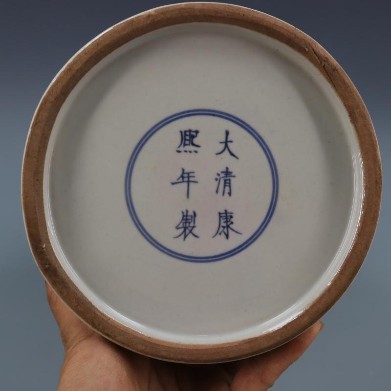 清康熙廣彩人物福壽魚尾瓶仿古工藝品瓷器家居擺件古董古玩收藏-細節圖5
