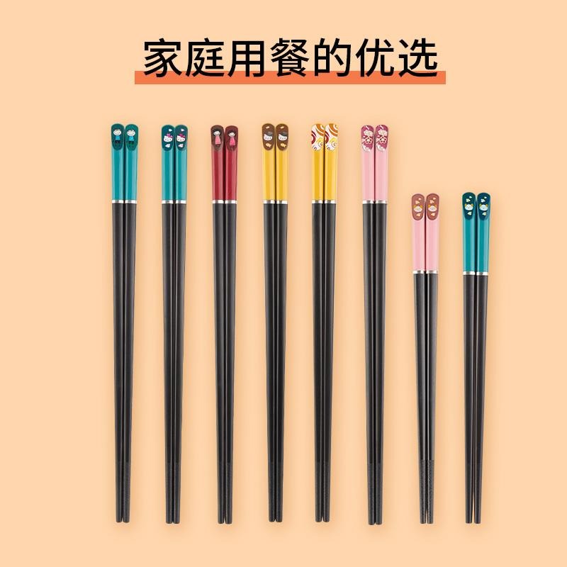 親子筷子一家三口個性四口防黴家庭區分創意卡通可愛家用兒童短筷-細節圖2
