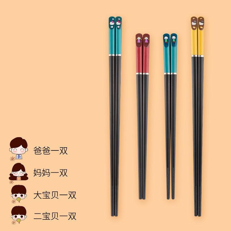 親子筷子一家三口個性四口防黴家庭區分創意卡通可愛家用兒童短筷-細節圖7