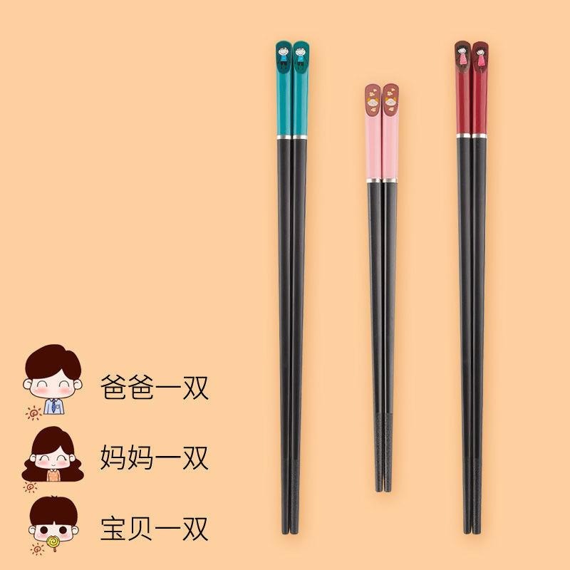 親子筷子一家三口個性四口防黴家庭區分創意卡通可愛家用兒童短筷-細節圖8