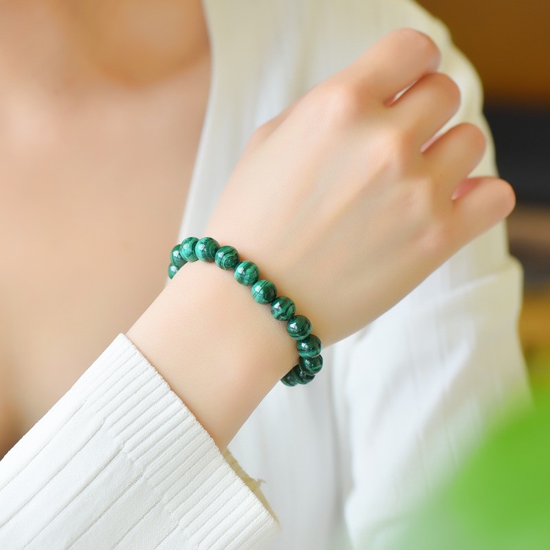 天然7A級孔雀石手串男女款 情侶千層孔雀石原石單圈手鏈女飾品-細節圖4