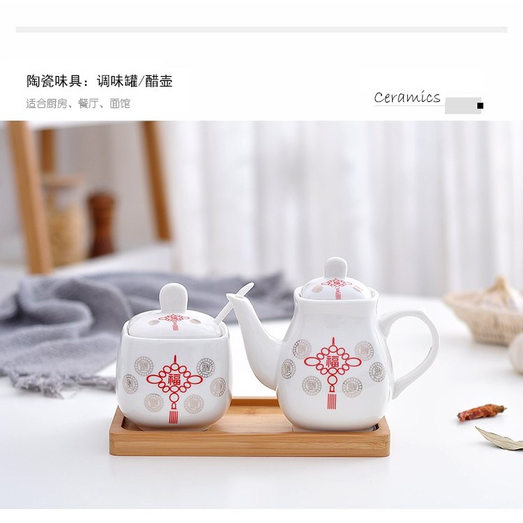 創意廚房用品飯館餐廳陶瓷調味罐鹽罐辣椒罐盒醬油壺醬醋壺瓶套裝-細節圖6