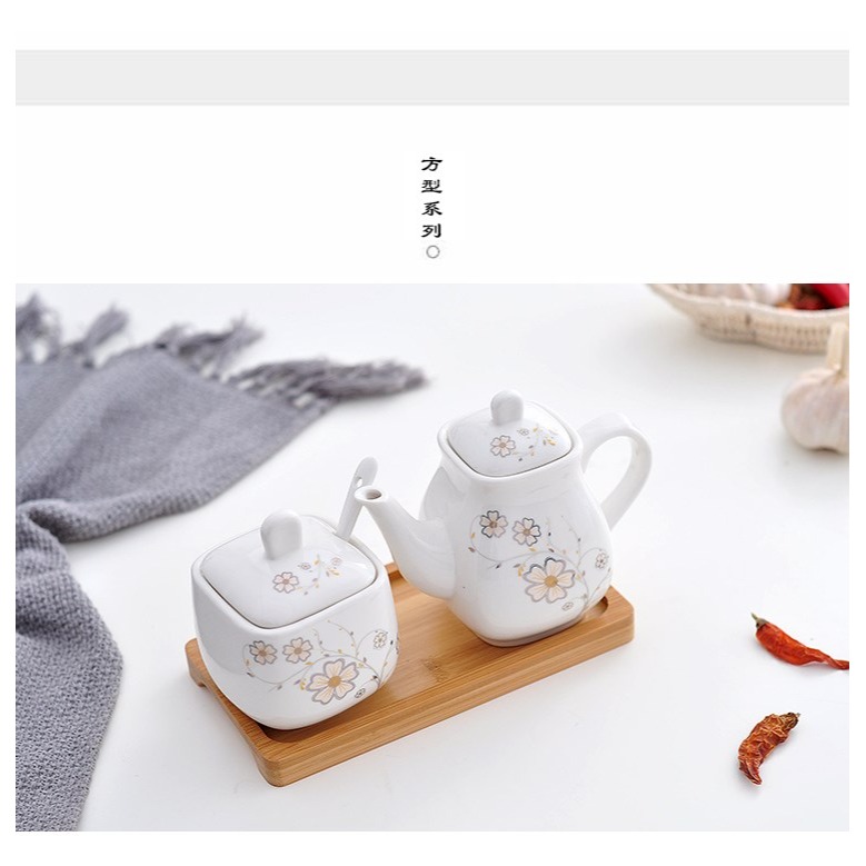 創意廚房用品飯館餐廳陶瓷調味罐鹽罐辣椒罐盒醬油壺醬醋壺瓶套裝-細節圖10