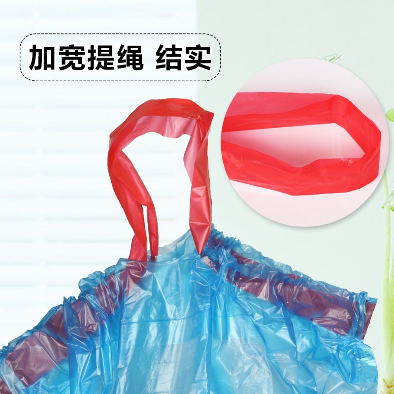 8卷自動收口垃圾袋加厚手提式家用抽繩穿繩廚房塑料袋中大號-細節圖2