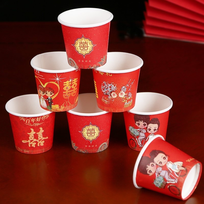 結婚小酒杯加厚婚宴迷你小號杯子敬茶敬酒特小號紙杯家用批-細節圖4
