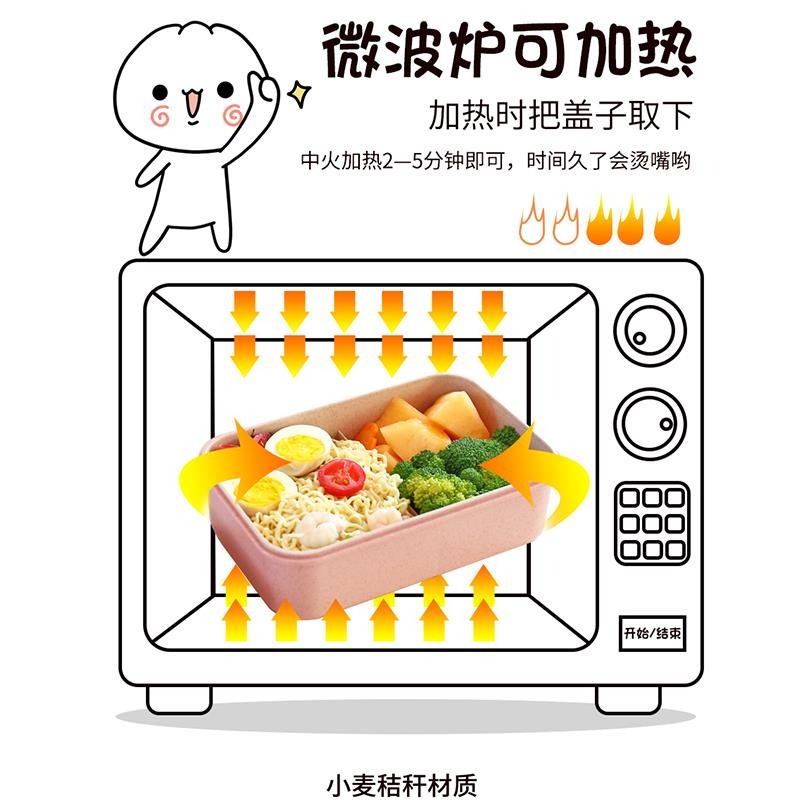 上班族微波爐加熱塑料飯盒分隔型學生便當盒日式密封帶蓋兒童餐盒-細節圖5