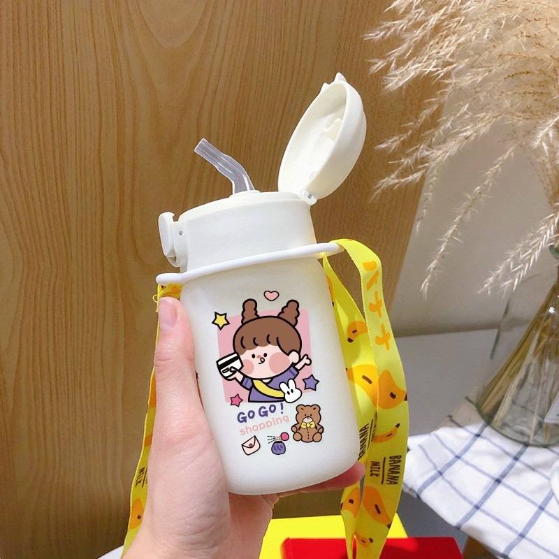 磨砂吸管玻璃杯水杯簡約清新森系男杯子便攜女學生ins風夏季可愛-細節圖8