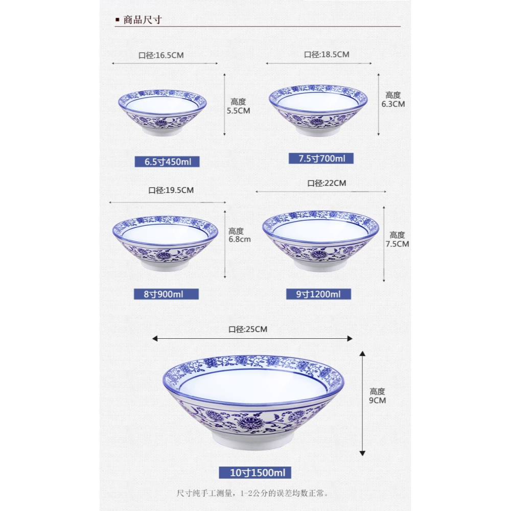 羊肉湯碗飯店用粉碗商用湯麪碗陶瓷碗牛肉麪粉面青花專用面館面條-細節圖10