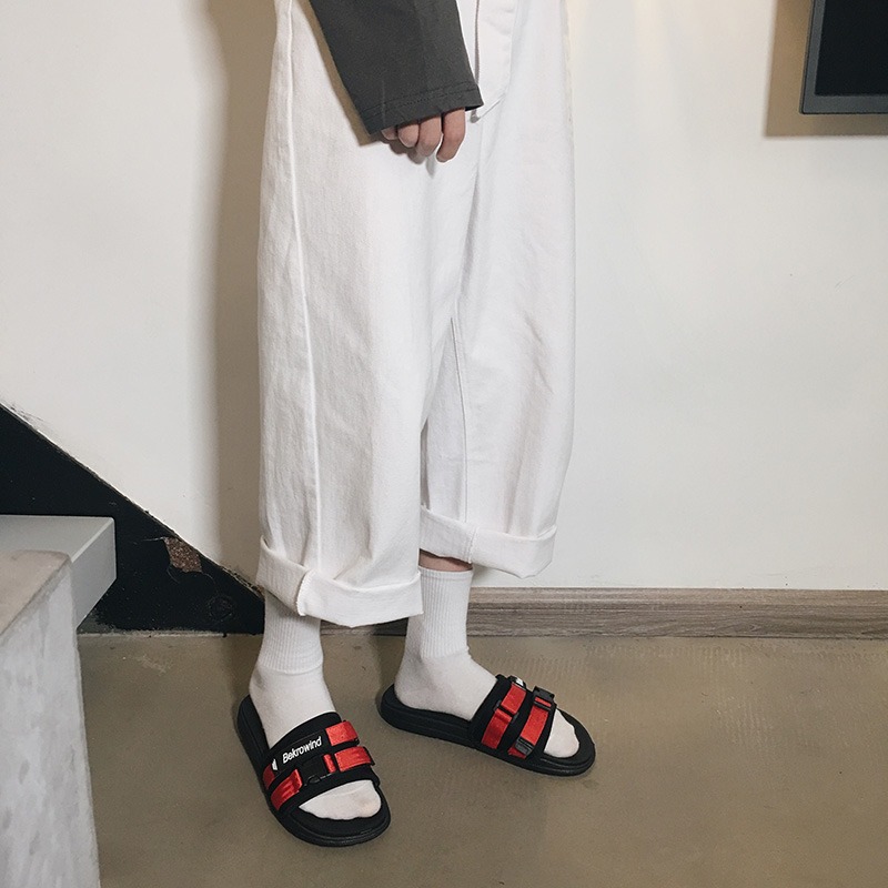 新款夏季透氣一字拖男士韓版個性潮流防滑室外百搭學生涼拖鞋-細節圖5