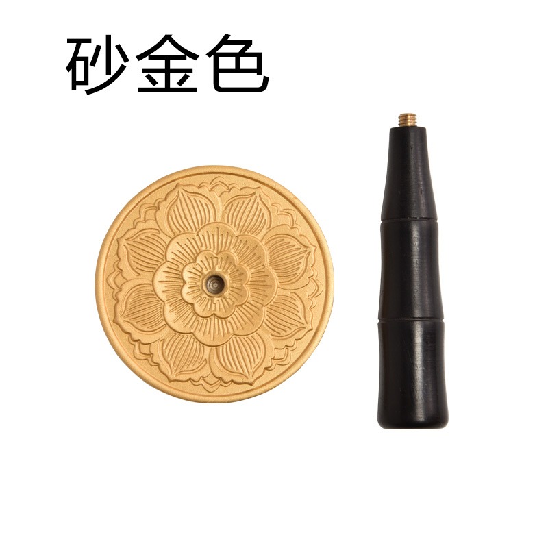 見素香坊熱銷 銅雕香押4.8cm黑檀柄蓮花圖案銅香灰壓香道用品H483-細節圖7