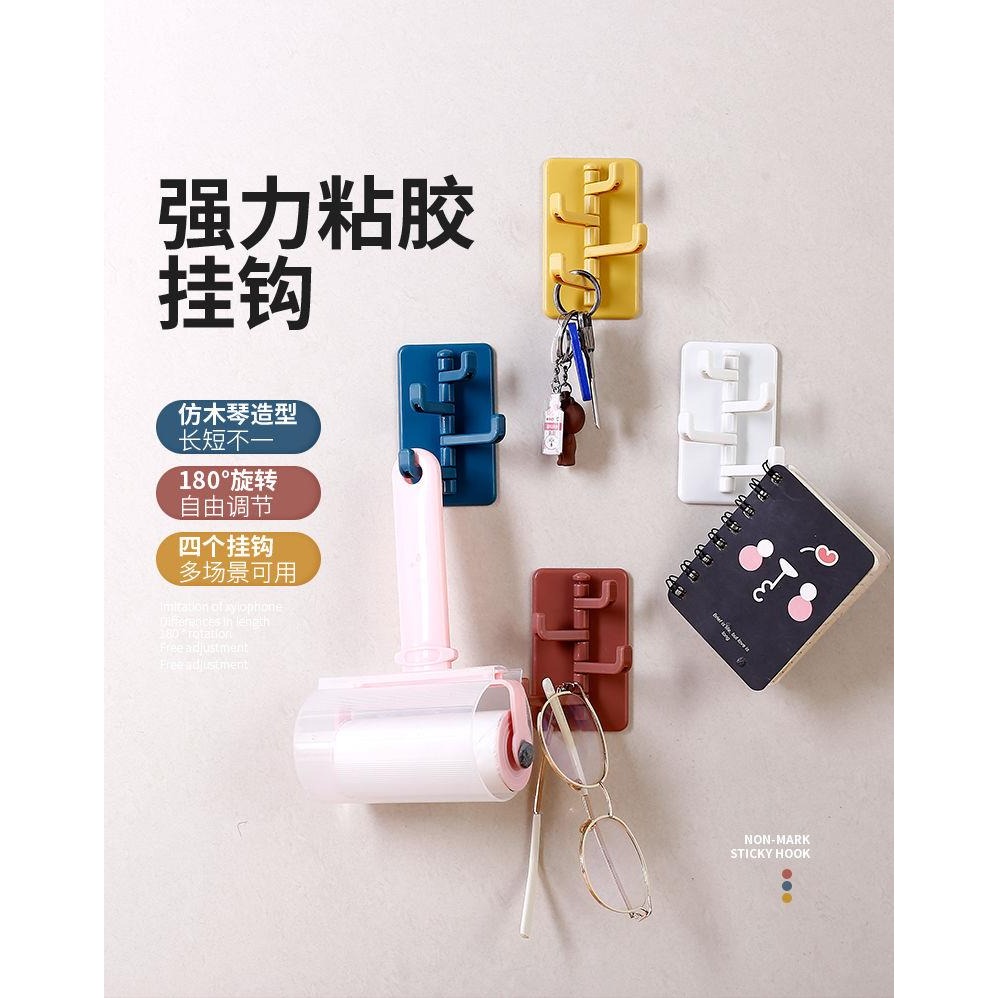 創意風琴掛鉤廚房壁掛免打孔門後掛衣鉤浴室墻壁旋轉強力無痕粘鉤-細節圖7