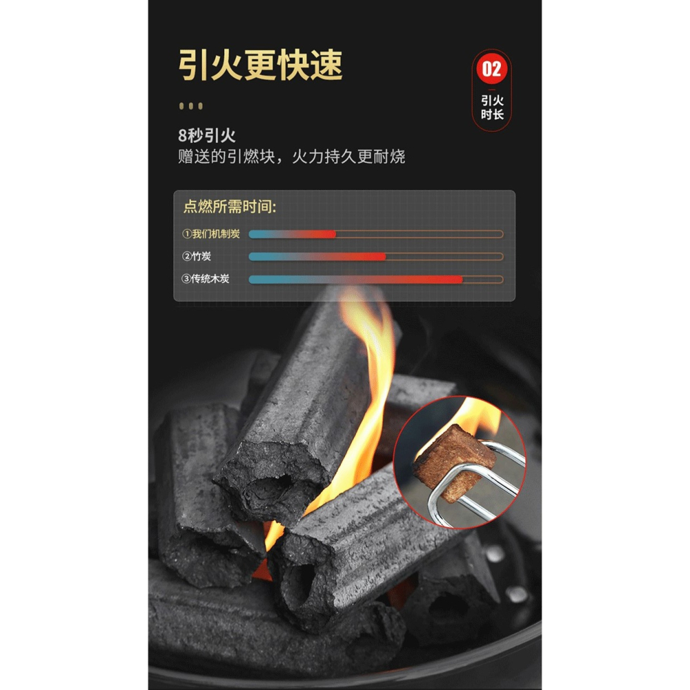 燒烤碳木炭條家用無煙室內烤火取暖專用果木機制鋼炭耐燒炭塊竹炭-細節圖8