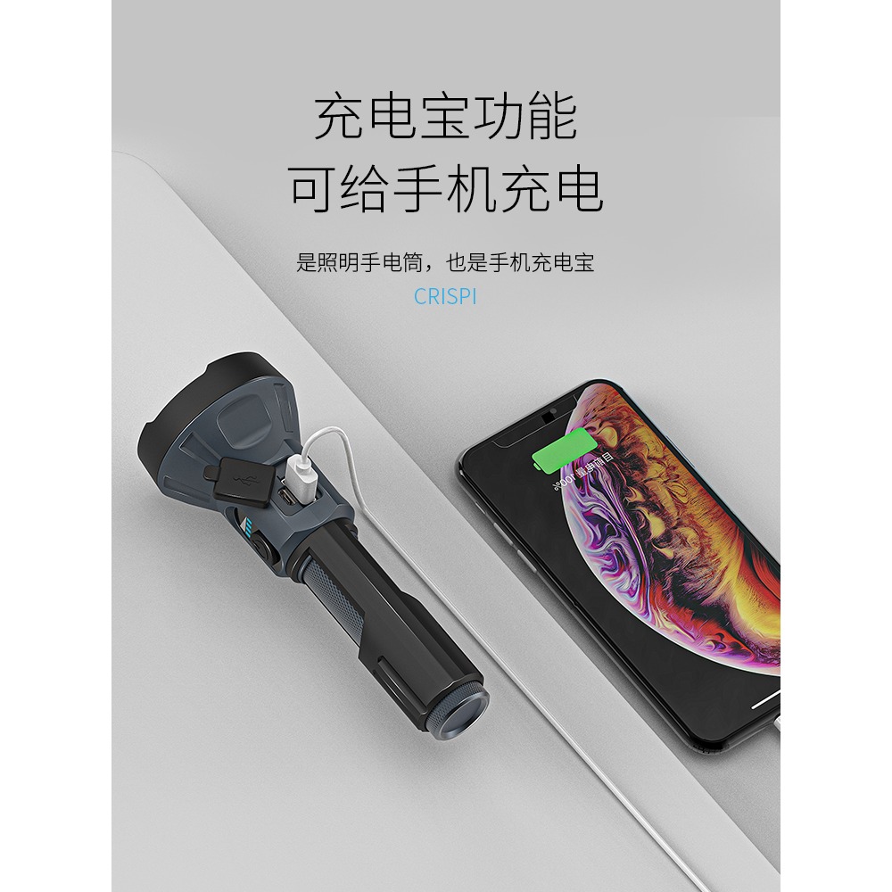 強光手電筒氙氣燈小型可充電戶外防身家用便攜遠射超亮超長續航-細節圖4