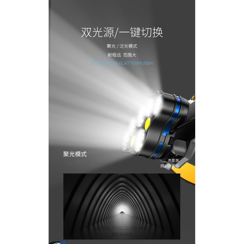 安全帽頭燈戶外強光充電超亮頭戴式夜釣大容量超長續航礦燈疝氣燈-細節圖10