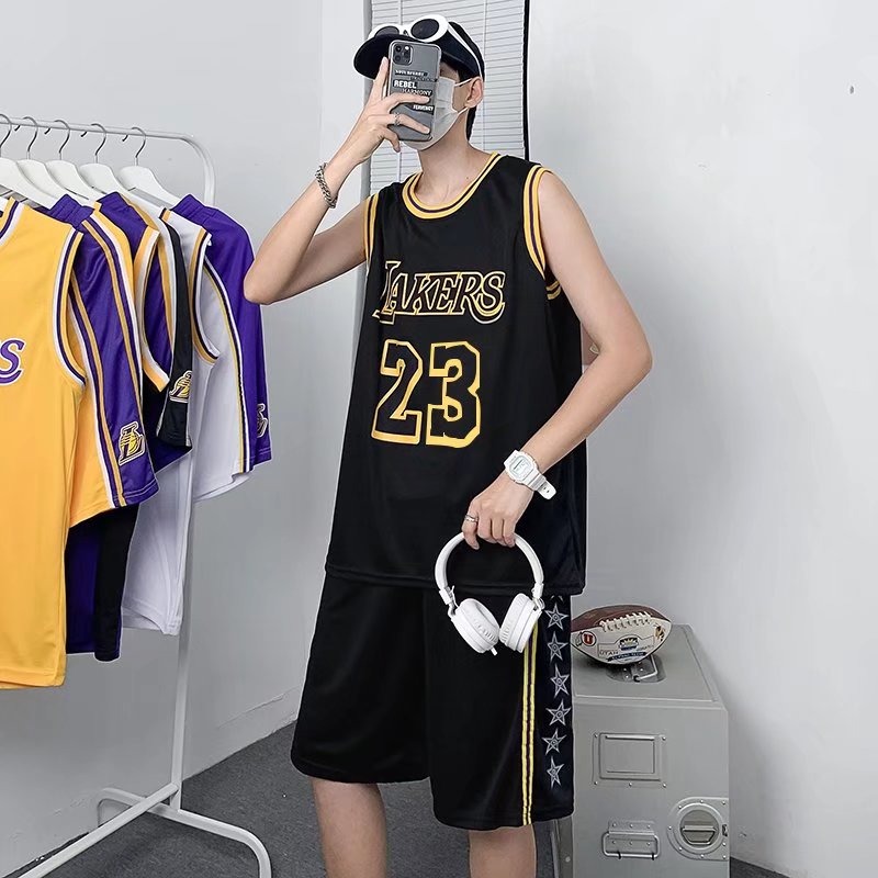 籃球運動套裝男胖子寬松加肥加大碼背心短褲休閑兩件套潮牌訓練服-細節圖9