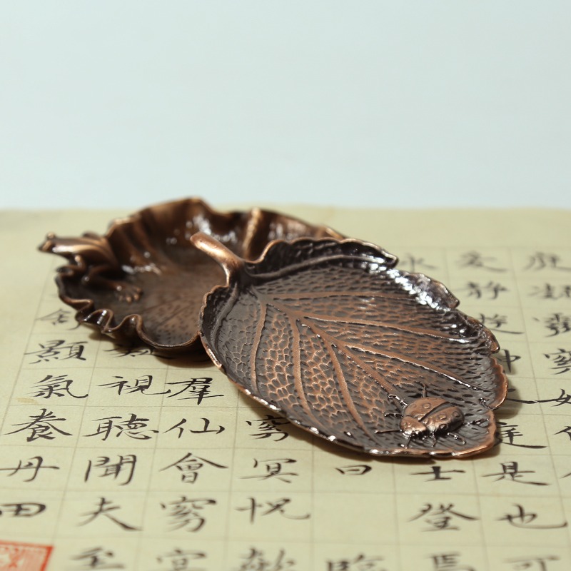 秋月白 多功能古銅墨碟硯臺 創意簡約水碟筆洗墨盤墨池舔筆毛筆架擺件筆山筆擱 學生用小墨蝶 初學者文房四寶-細節圖3