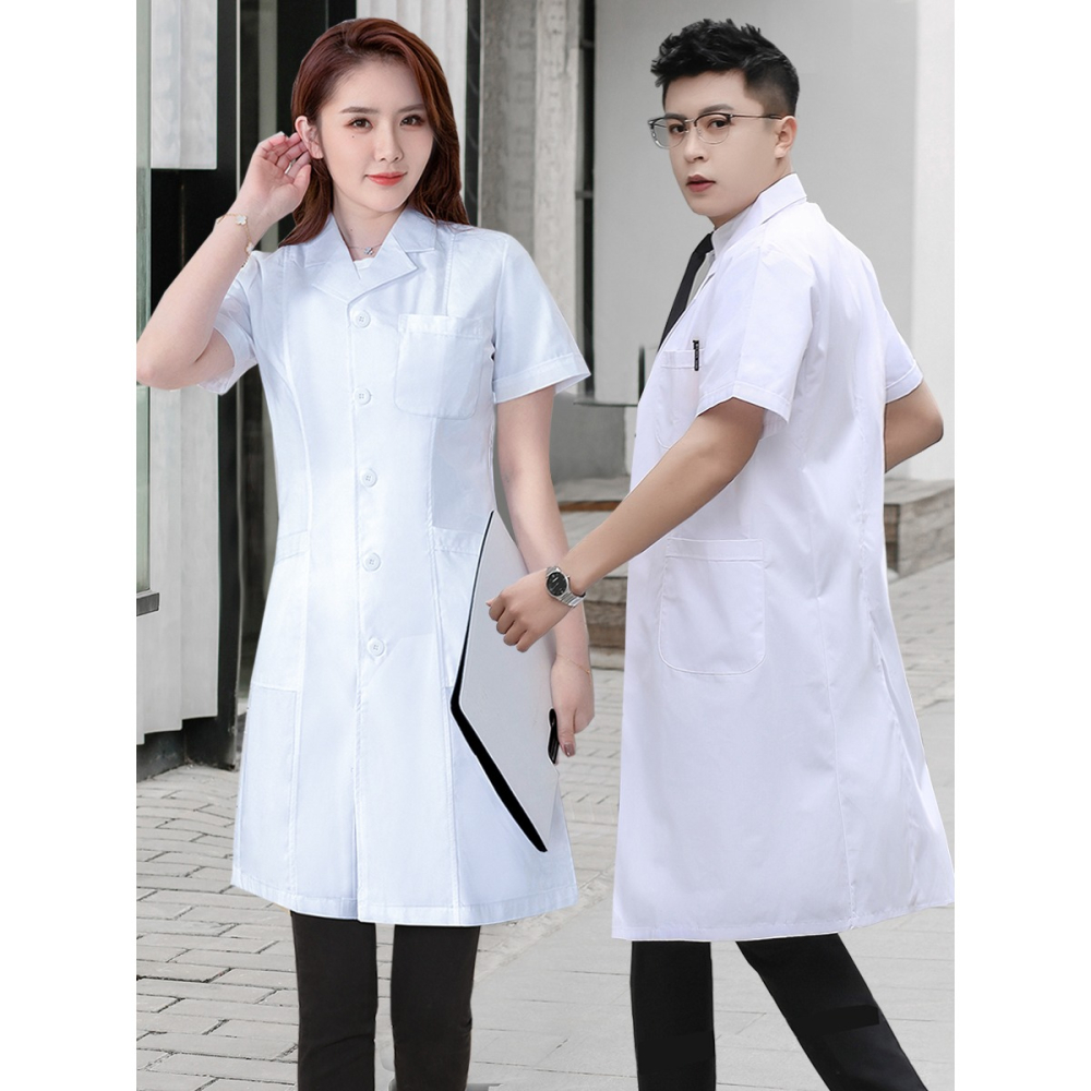 白大褂醫師生護士工作服診所美容院男女長短半袖春夏秋實驗房藥店-細節圖4