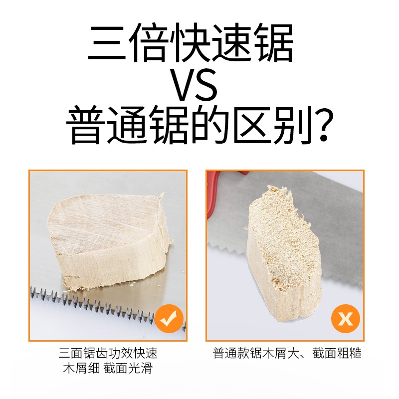 正品企鴻日式雙刃面手鋸木工鋸子手工鋸順橫切鋸開板鋸三倍鋸日本-細節圖4