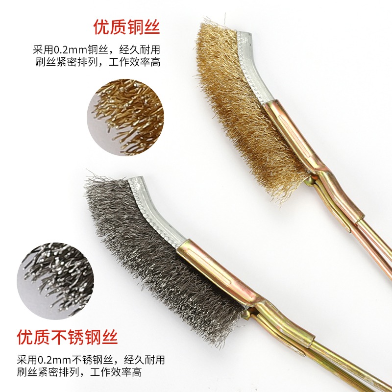 鋼絲刷清潔刷廚房燒烤爐去污除銹鐵刷子長柄工業不銹鋼銅絲刀刷子-細節圖3