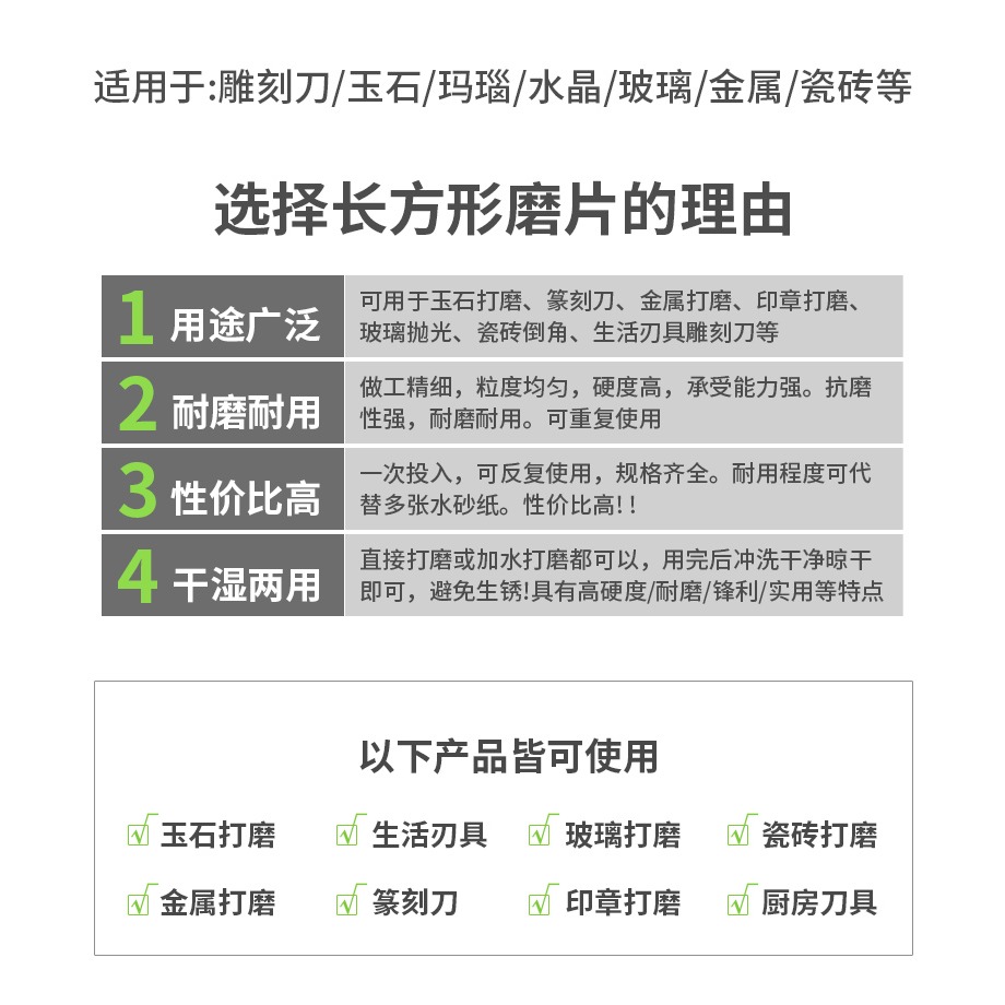 金剛砂磨片長方形磨盤打磨拋光片玉石印石纂刻工具幹濕兩用磨刀片-細節圖7