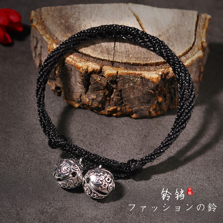 鈴鐺腳鏈 韓版時尚氣質男女紅繩腳鐲簡約個性潮流黑色腳環百搭潮-細節圖8