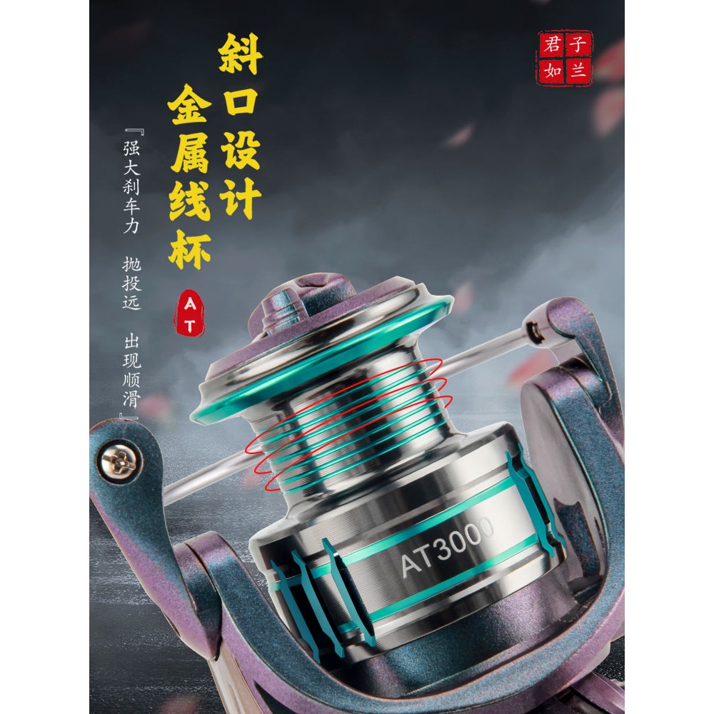 皓頓AT全金屬紡車輪路亞線杯無間隙魚線輪子海桿拋竿遠投漁輪魚輪-細節圖4