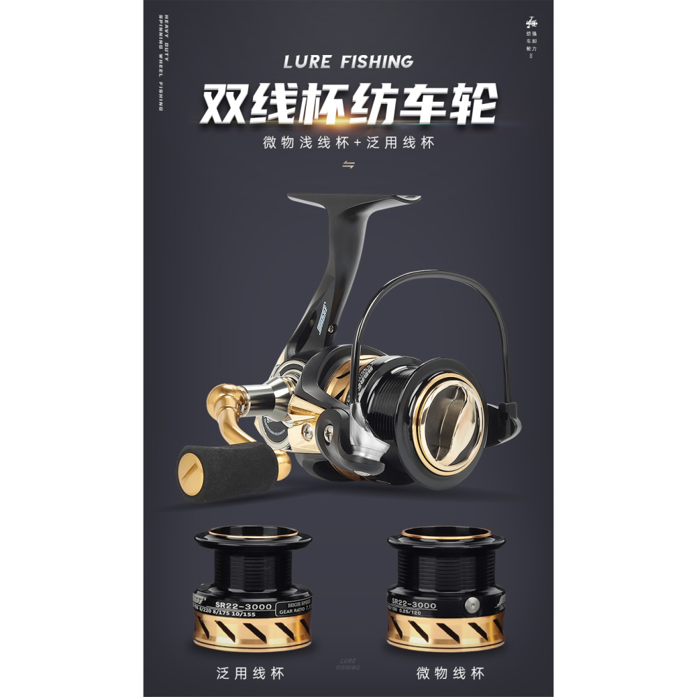 雙線杯微物紡車輪淺線杯漁輪全金屬路亞遠投魚線輪馬口斜口磯釣輪-細節圖6