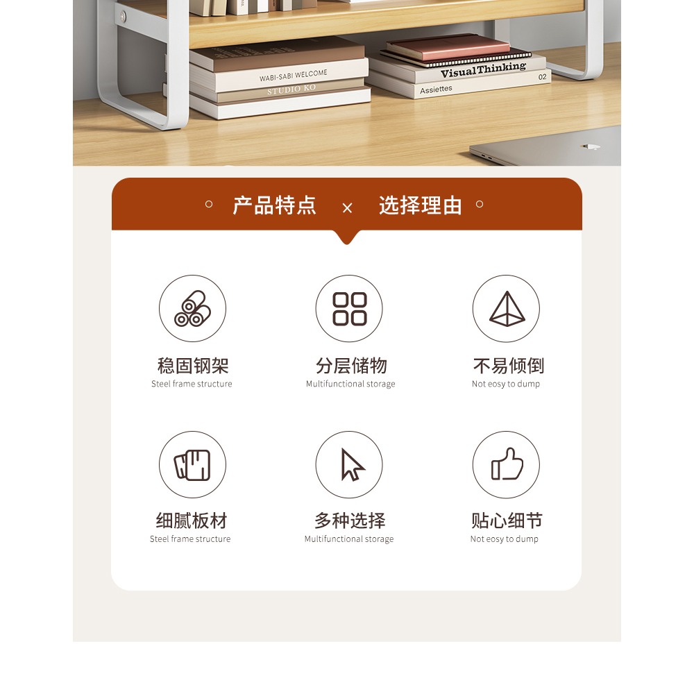 桌面置物架鐵藝桌上書架書桌收納小架子學生宿舍化妝品整理架辦公-細節圖7