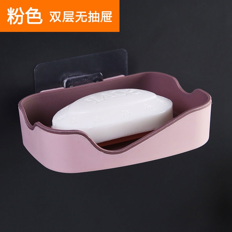 家用帶蓋瀝水雙層肥皂盒衛生間免打孔香皂盒吸盤壁掛式網紅肥皂架-細節圖10