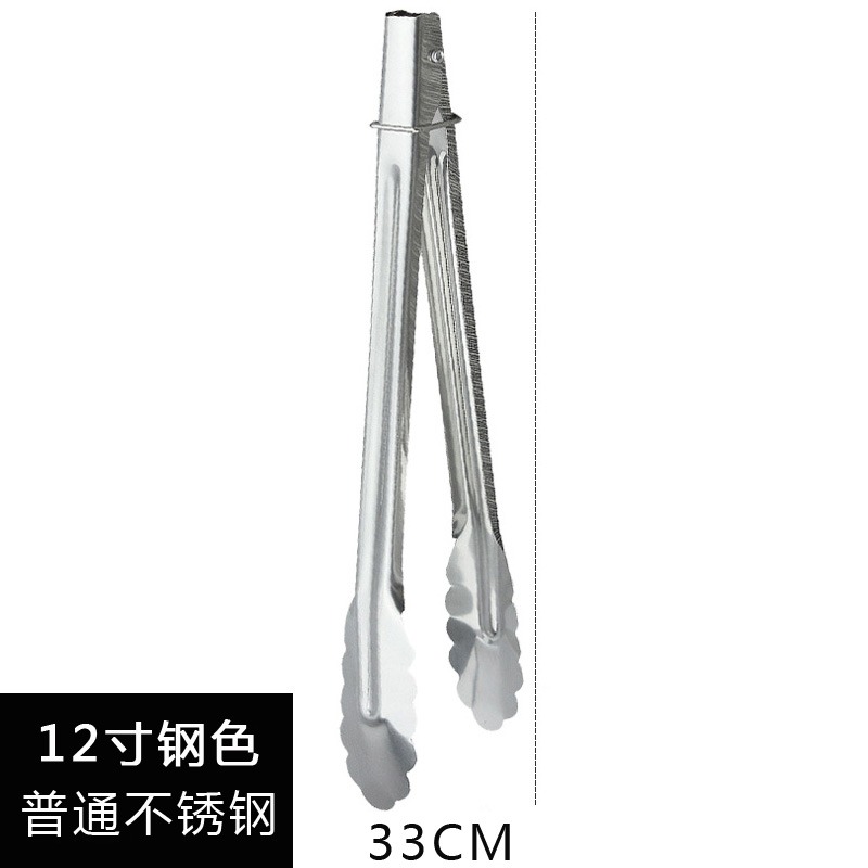廚房硅膠食品夾子不銹鋼燒烤夾牛排菜油炸食物夾防燙耐高溫食品級-細節圖7