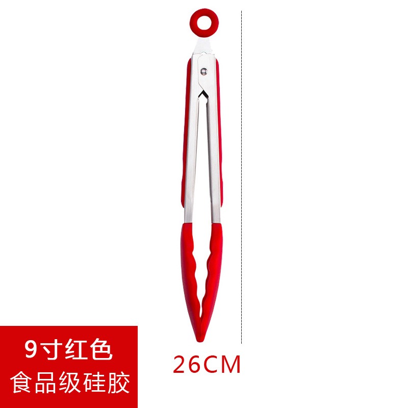 廚房硅膠食品夾子不銹鋼燒烤夾牛排菜油炸食物夾防燙耐高溫食品級-細節圖8