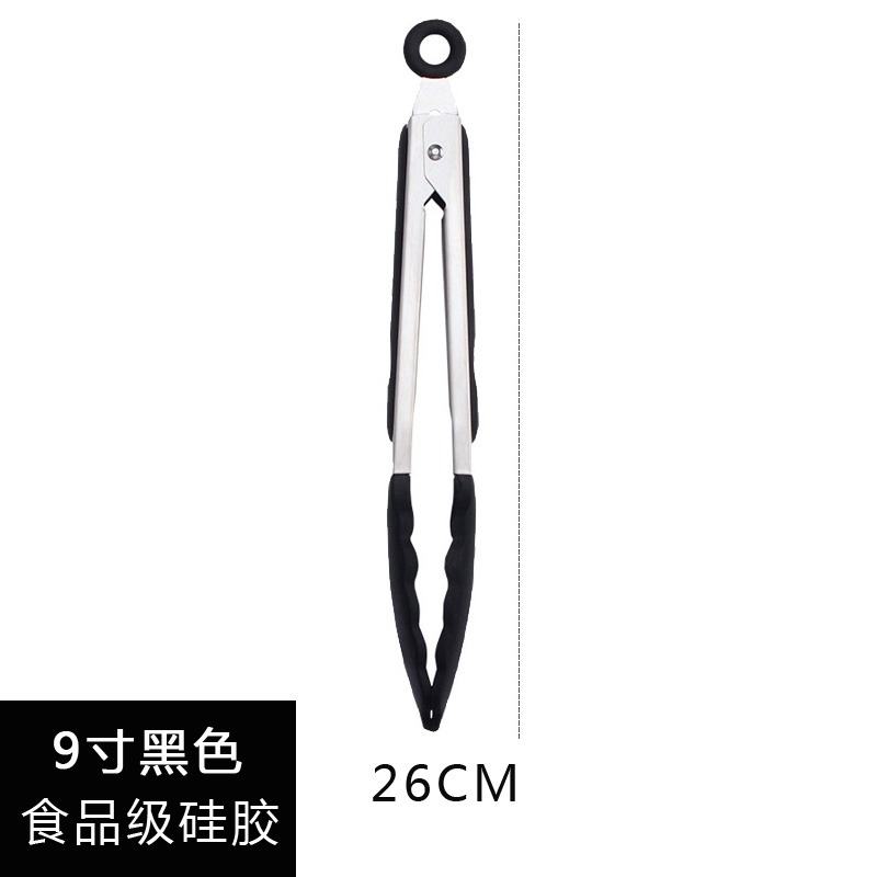 廚房硅膠食品夾子不銹鋼燒烤夾牛排菜油炸食物夾防燙耐高溫食品級-細節圖9