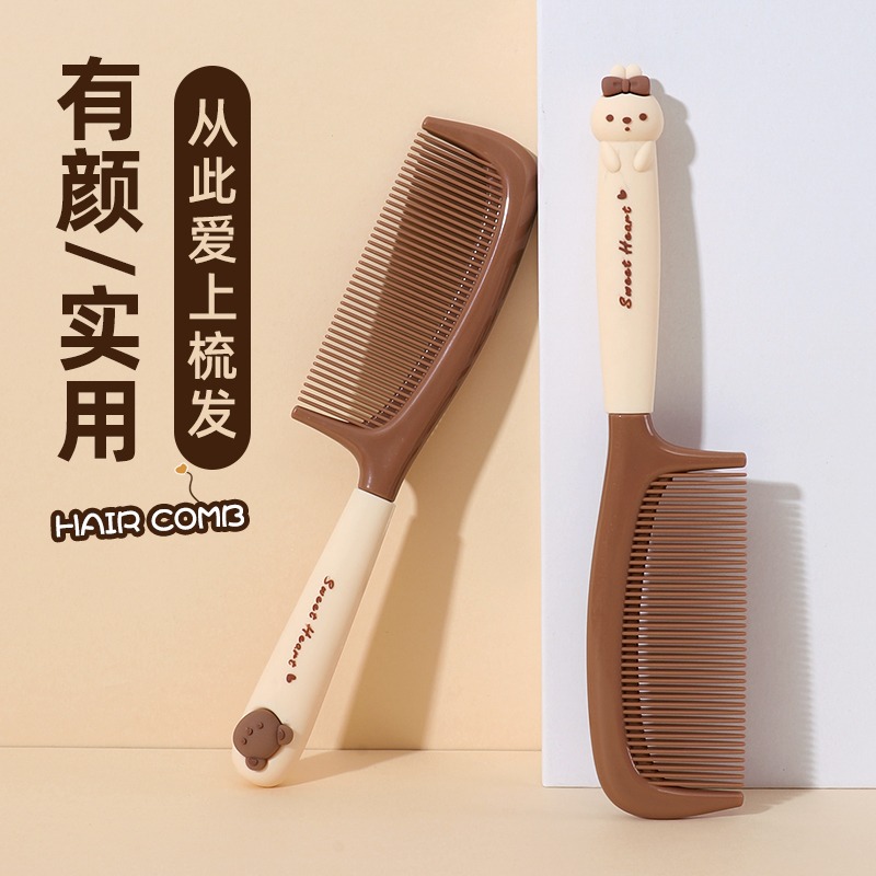 卡通軟膠手柄梳女士美發梳便攜防靜電順發梳可愛少女不傷頭皮梳子-細節圖2
