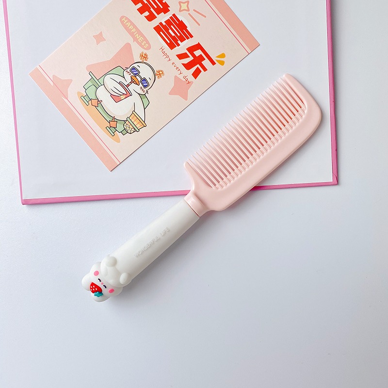 卡通手柄梳女士長發防靜電家用直發梳便攜順發梳可愛少女心美發梳-細節圖9