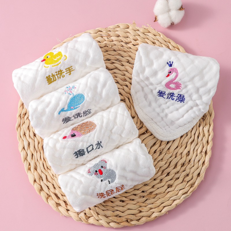 新生嬰兒洗臉毛巾純棉正方形紗布手帕口水小方巾幼兒寶寶洗臉洗澡-細節圖2