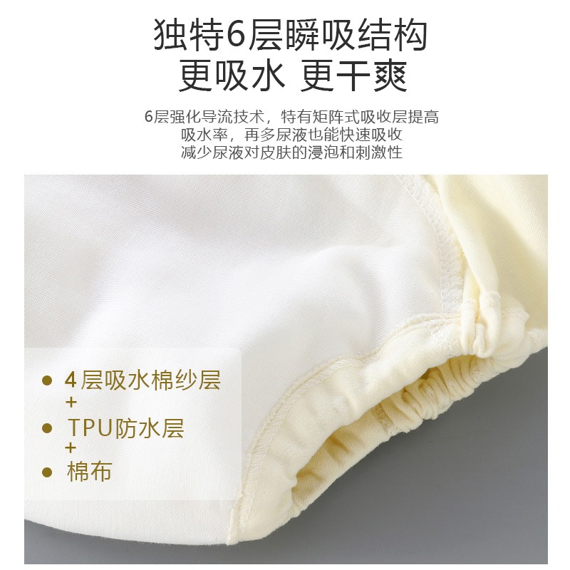 寶寶純棉嬰兒戒尿尿不濕如廁訓練尿布褲隔尿防水男女可洗兜神器夏-細節圖4