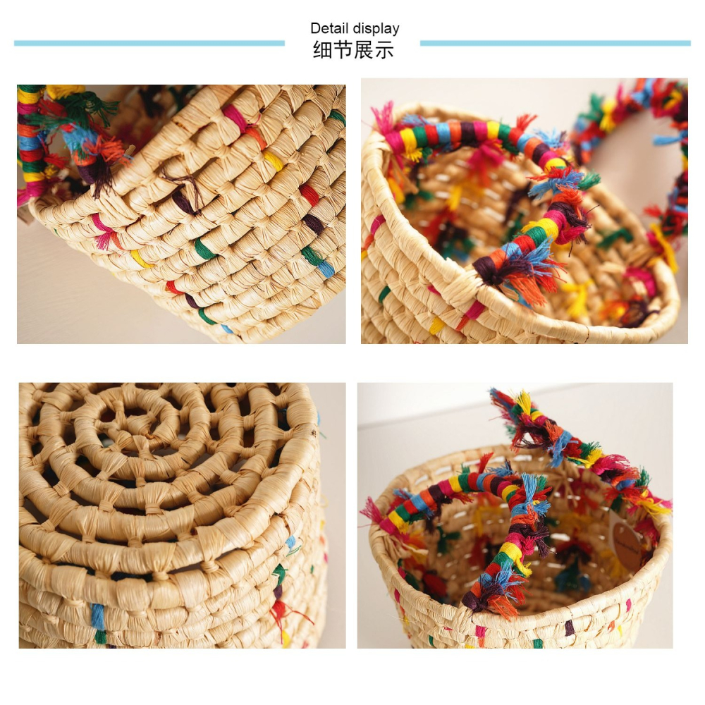 玩具收納筐雜物零食純手工玉米雙耳筐61兒童節禮物出口外貿筐-細節圖7
