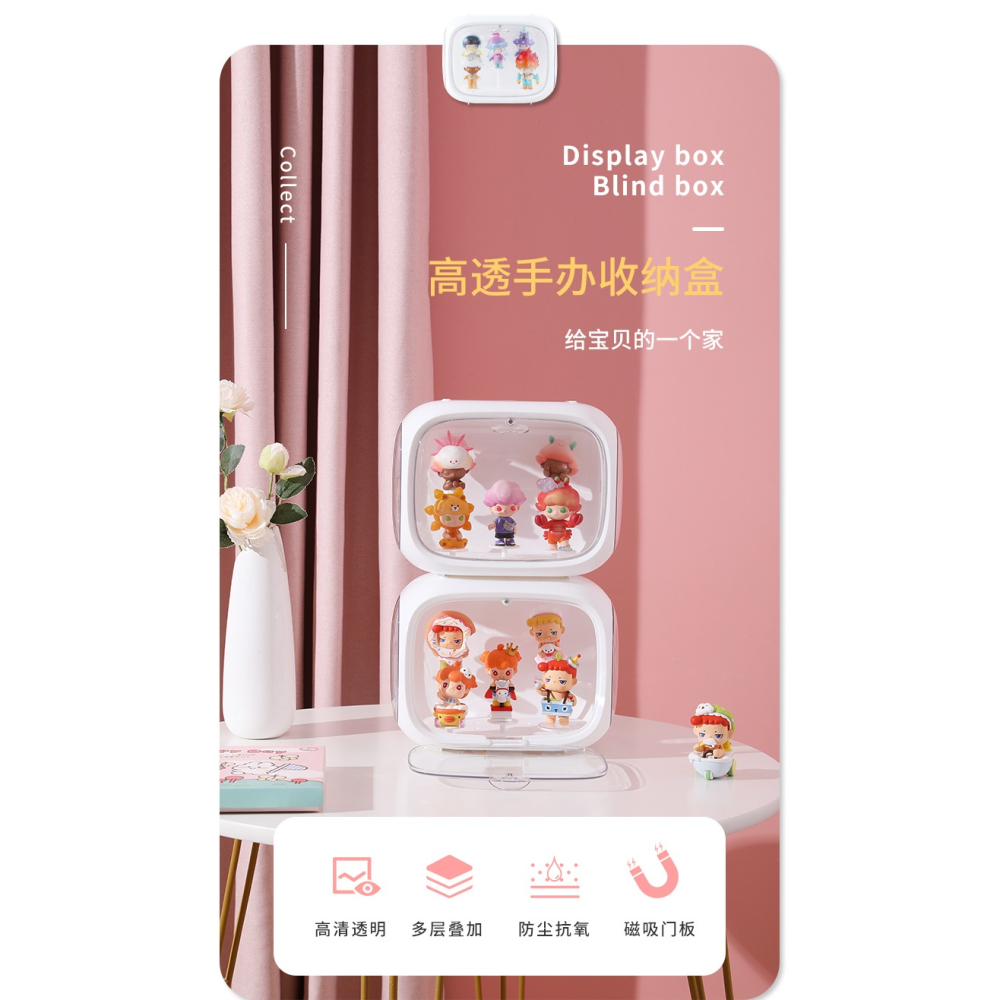手辦展示盒盲盒收納展示架泡泡瑪特娃娃收納框樂高透明防塵收藏櫃-細節圖6
