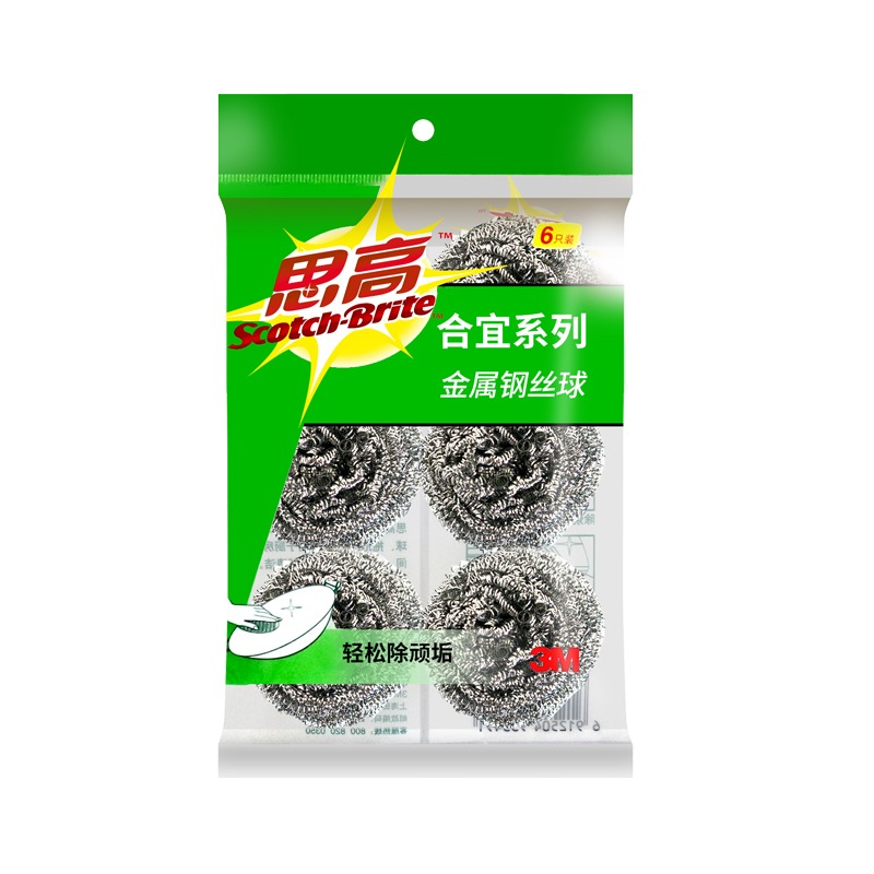 3M思高鋼絲球清潔球家用廚房洗碗擦鍋不銹鋼不掉絲剛鐵絲刷大號網-細節圖2