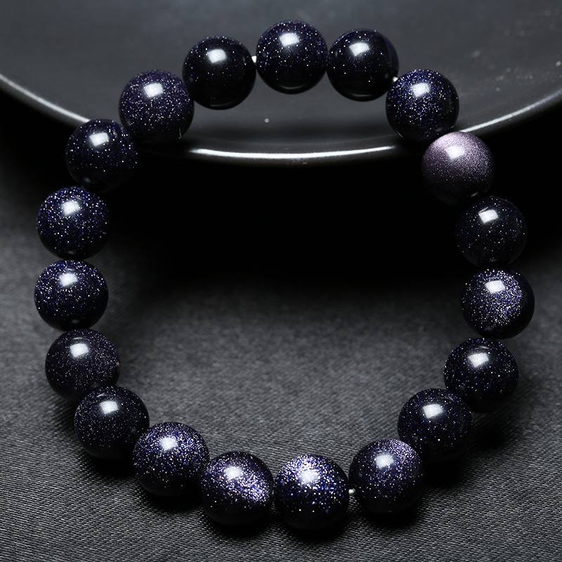 晶檔 浪漫星空藍砂石手鏈 星辰手鏈 男女款 日韓版復古情侶單圈-細節圖4