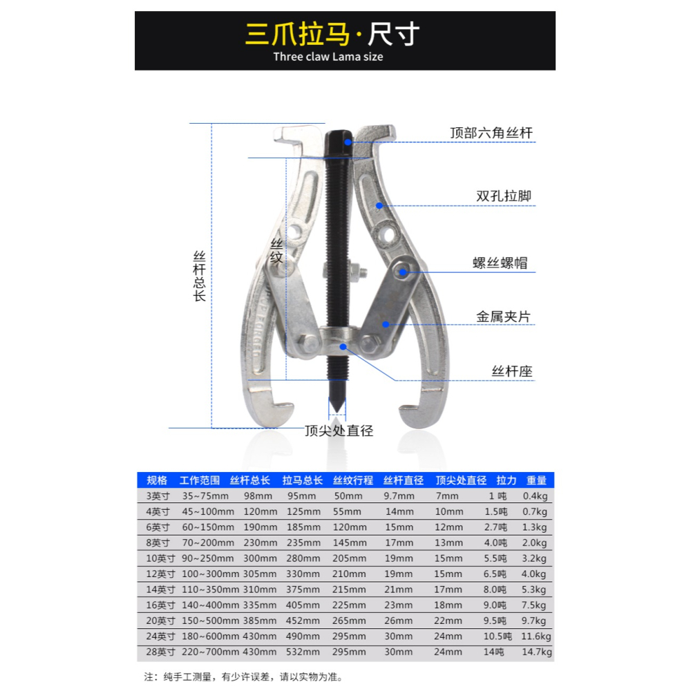 三爪拉馬軸承拆卸工具多功能拉瑪三角抓拉拔器拔輪器萬能取出器兩-細節圖10