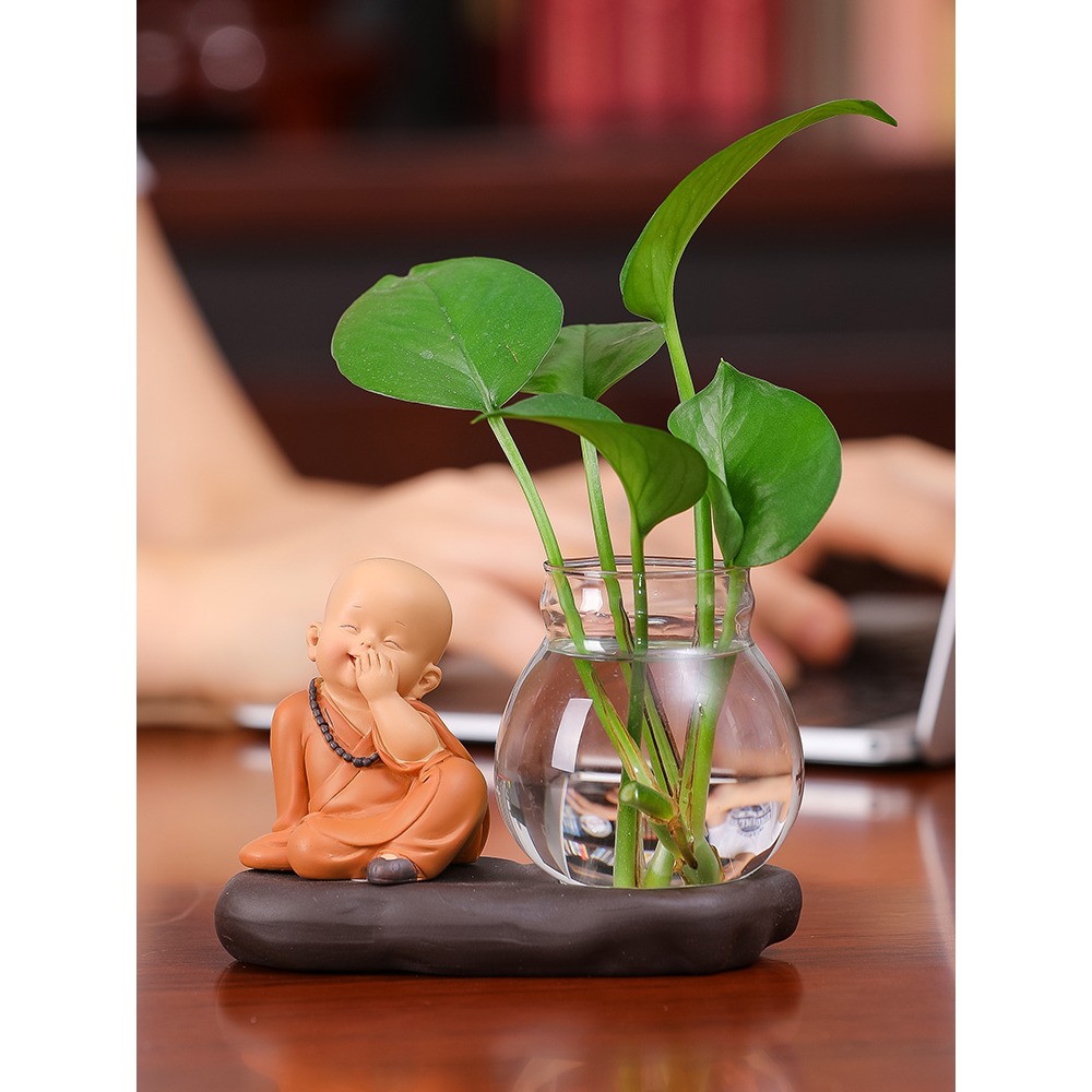 創意新中式花瓶客廳插花小擺件透明玻璃器皿水養植物綠蘿水培花器-細節圖4
